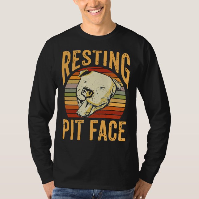Retro Resting Pit Face Pitbull Dog Pet T-Shirt (Front)