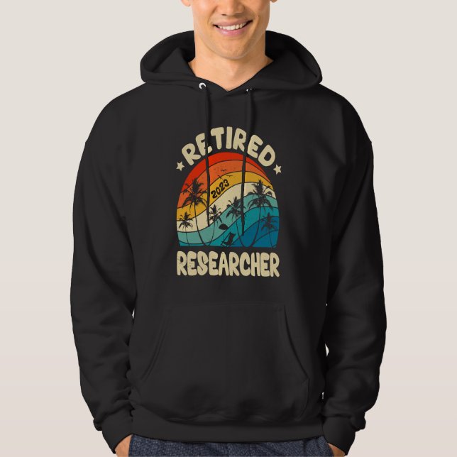 Retro Retired Researcher Vintage Retirement Worked Hoodie (Front)
