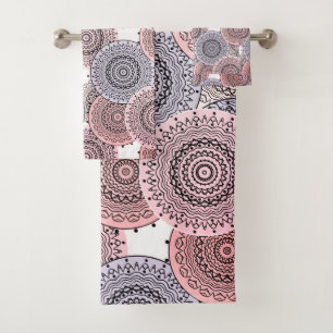 Retro, retro pattern, beige , grey elegant bath towel set