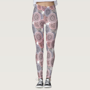 Retro, retro pattern, beige , grey  elegant leggings