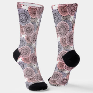 Retro, retro pattern, beige , grey  elegant socks