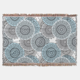 Retro, retro pattern, blue and gray,  elegant throw blanket