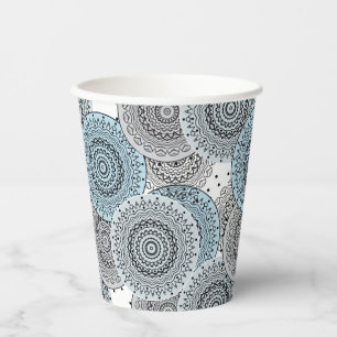 Retro, retro pattern, blue and grey, elegant bath paper cups