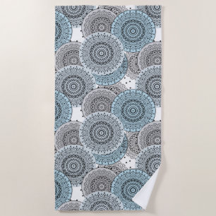 Retro, retro pattern, blue and grey,  elegant beach towel
