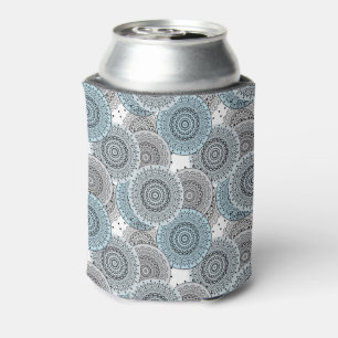 Retro, retro pattern, blue and grey,  elegant can cooler
