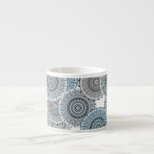 Retro, retro pattern, blue and grey,  elegant espresso cup