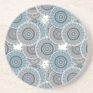 Retro, retro pattern, blue and grey, elegant, ma coaster