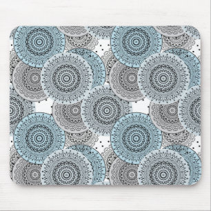 Retro, retro pattern, blue and grey,  elegant mouse mat