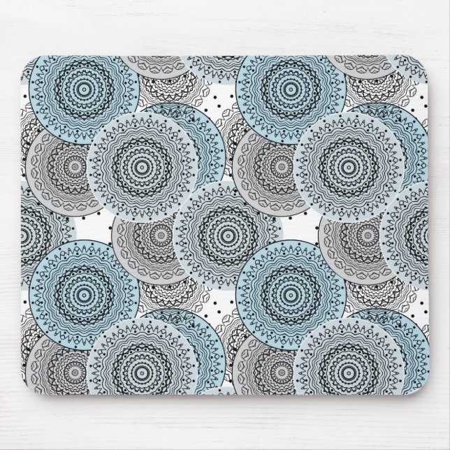 Retro, retro pattern, blue and grey,  elegant mouse mat (Front)