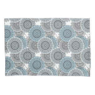 Retro, retro pattern, blue and grey, elegant pillowcase