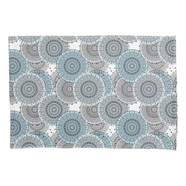 Retro, retro pattern, blue and grey,  elegant pillowcase (Front)