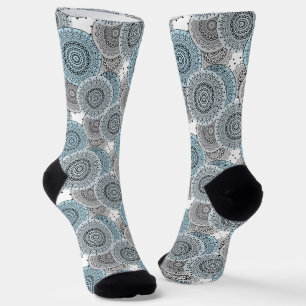 Retro, retro pattern, blue and grey,  elegant socks