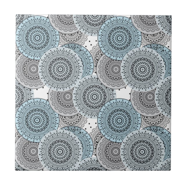 Retro, retro pattern, blue and grey,  elegant tile (Front)