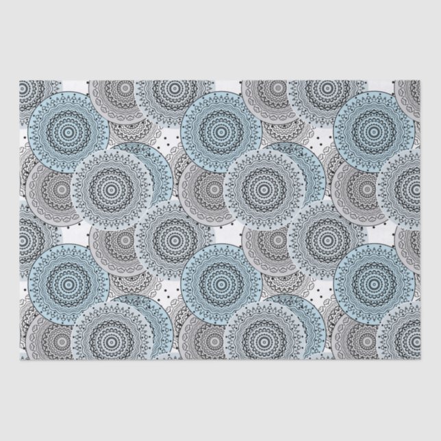 Retro, retro pattern, blue and grey,  elegant tissue paper (Front)