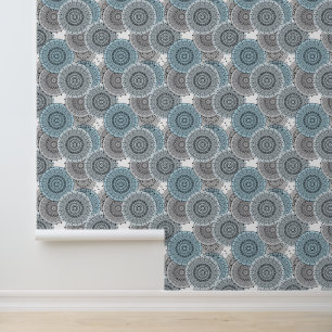 Retro, retro pattern, blue and grey, elegant wallpaper