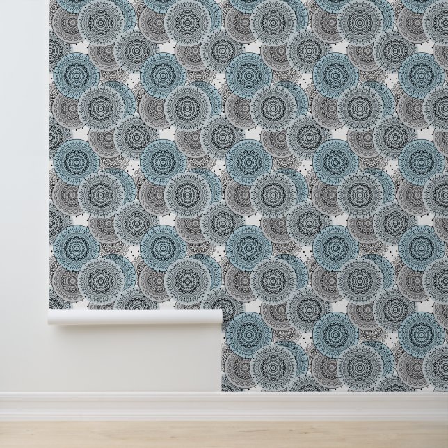 Retro, retro pattern, blue and grey,  elegant wallpaper (Application)