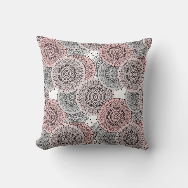 Retro, retro pattern, blue and pink,  elegant cushion (Front)