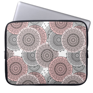 Retro, retro pattern, blue and pink,  elegant laptop sleeve
