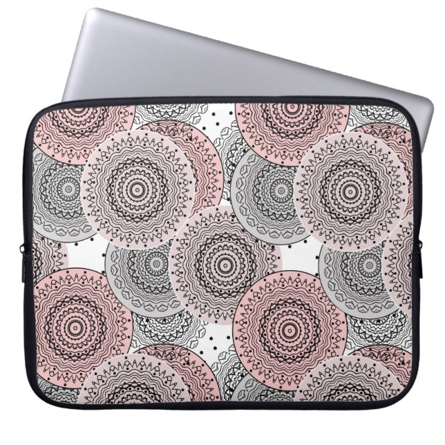 Retro, retro pattern, blue and pink,  elegant laptop sleeve (Front)