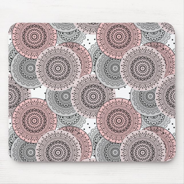 Retro, retro pattern, blue and pink,  elegant mouse mat (Front)