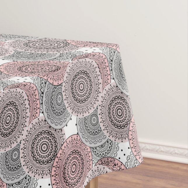 Retro, retro pattern, blue and pink,  elegant tablecloth (In Situ)
