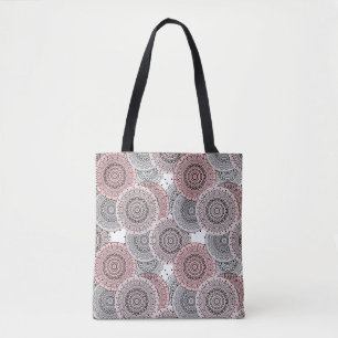 Retro, retro pattern, blue and pink, elegant tote bag