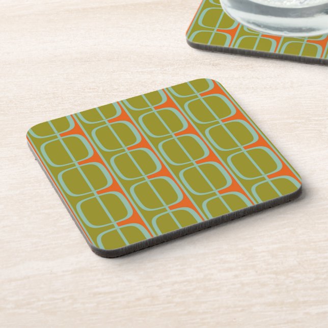 Retro Retro Squares and Stripes Cork Coasters (Left Side)