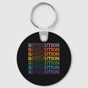 Retro Revolution Love Groovy 70s Style Vintage Key Ring