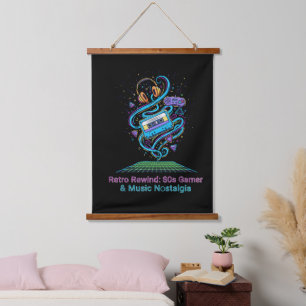 Retro Rewind: 80s Gamer & Music Nostalgia Gift Hanging Tapestry