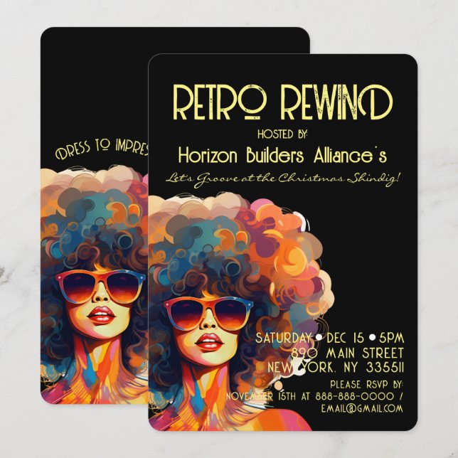 Retro Rewind Christmas Party Invitation (Front/Back)