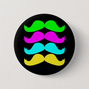 Retro RGB Fluo Moustaches 6 Cm Round Badge