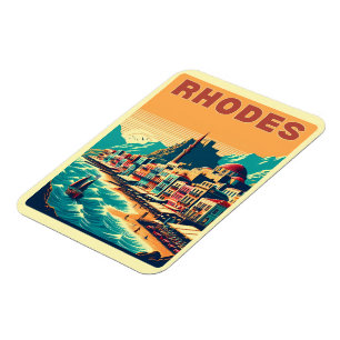 Retro Rhodes City - Greece holiday trip gifts Magnet