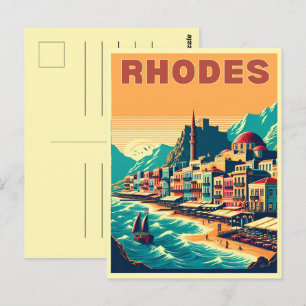 Retro Rhodes City - Greece holiday trip gifts Postcard