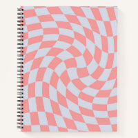 Retro Rhubarb Blue Pastel Warped Checks Chequered