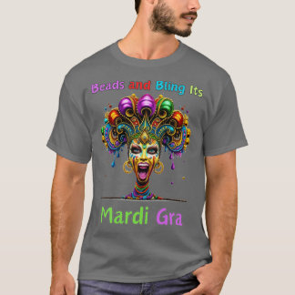 Retro Rhythms of Mardi Gras Beads Fusion Cajun Pa T-Shirt