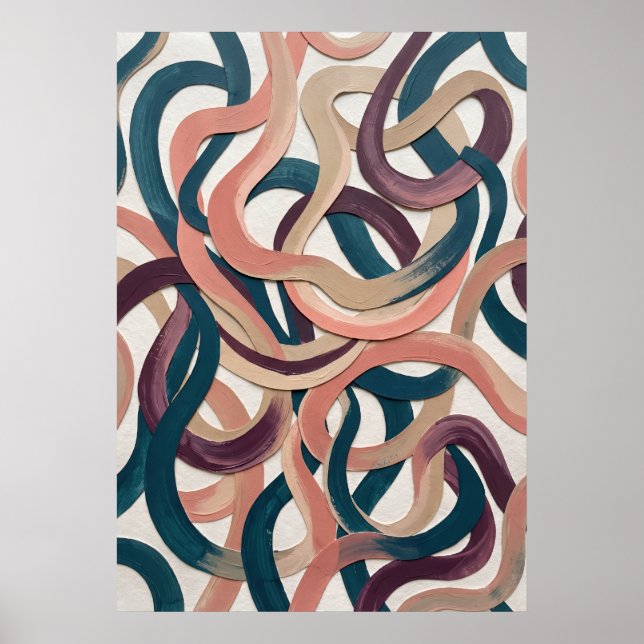 Retro Ribbon Abstract Pattern Poster (Front)