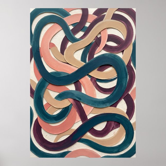 Retro Ribbon Abstract Wall Art Poster (Front)