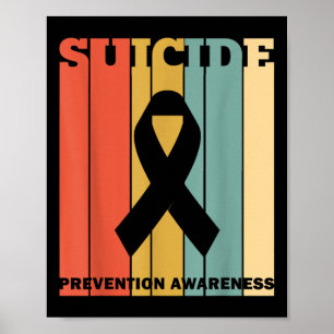 Retro Ribbon Suicide Prevention Awareness Vintage Poster