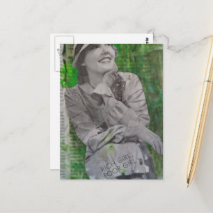 retro rich poor girl Mixed media collage Postcard
