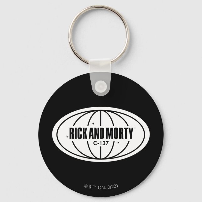 Retro Rick and Morty C-137 Dimension Badge Key Ring (Front)