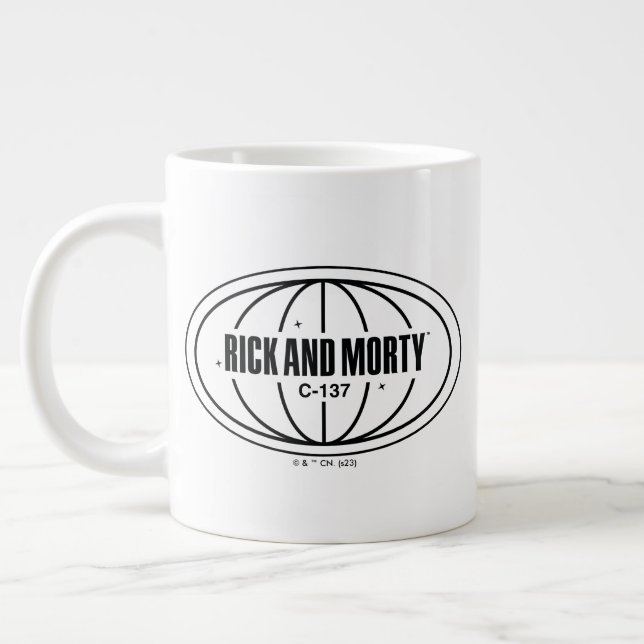 Retro Rick and Morty C-137 Dimension Badge Large Coffee Mug (Left)