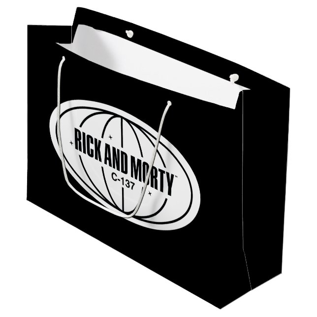 Retro Rick and Morty C-137 Dimension Badge Large Gift Bag (Front Angled)