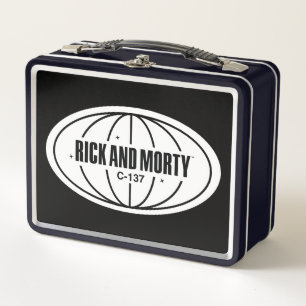 Retro Rick and Morty C-137 Dimension Badge Metal Lunch Box