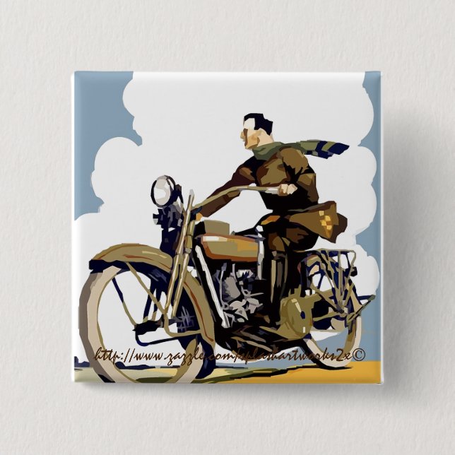 "Retro Ride" 15 Cm Square Badge (Front)
