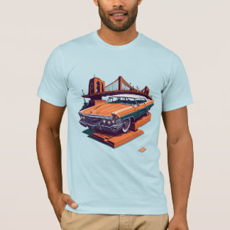 Retro Ride on the Queens Bridge: Classic Cadillac T-Shirt