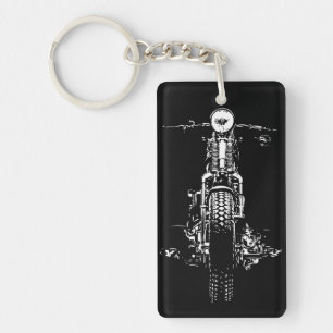 Retro Ride: Vintage Hand-Painted Motorcycle Design Key Ring