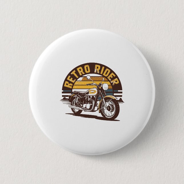 Retro Rider � Motorcycle 6 Cm Round Badge (Front)
