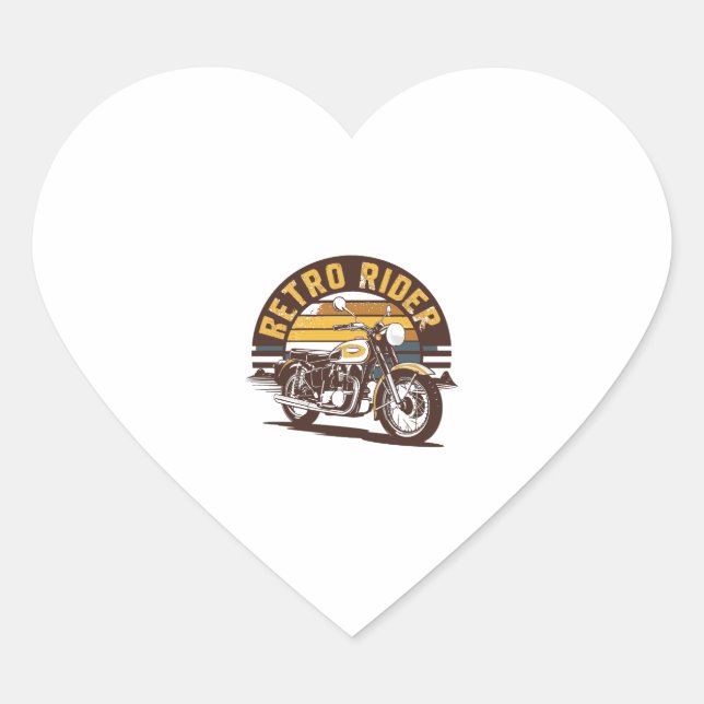 Retro Rider � Motorcycle Heart Sticker (Front)