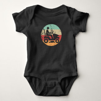 Retro Riding Lawnmower Vintage Style Lawnmowing Baby Bodysuit