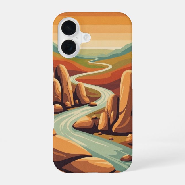 Retro Riverstones Valley iPhone 16 Case (Back)